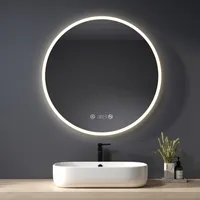 Heilmetz okrągłe lustro łazienkowe z oświetleniem 80cm LED lustro łazienkowe włącznik dotykowy+bezmgielne+temperatura czasowa lustro ścienne