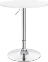 WOLTU Bartisch höhenverstellbarer Tisch 70-91 cm, Partytisch aus MDF Metall : Weiß Farbe: Weiß
