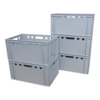 5 Stück Eurofleischerkiste Vorratsbox E3-Kiste Gemüsekiste stabelbar grau. 