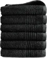 PHLOX Handtücher Set - 6 Teilig - 100% Baumwolle 600 g/m² - 50x100 cm - Frottee, Weich - Schwarz