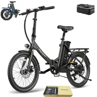 Elektrofahrrad klapprad Rostfreie Aluminiumlegierung Pannensichere Reifen 20 zoll bis zu 150 - 190 km Wasserdicht IPX4 mit 7 Gang, Schwarz
