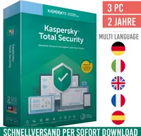 Kaspersky Total Security 2025 (Plus) | 3 Geräte | 2 Jahre | PC/Mac/Mobilgeräte | Sofortdownload