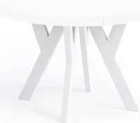 Runder Ausziehbarer Tisch für Esszimmer, PERO, Loft-Stil, Skandinavische, Durchmesser: 80 / 130 cm, Farbe: Weiß