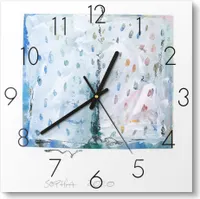 DEQOART Glasuhr 30x30 cm Zahlen 'Fine Art 'drops'' Wanduhr Glas Uhr Design leise Küchenuhr