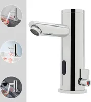 Automatischer Wasserhahn Infrarot Sensor Bad Armatur Waschtisch Sensorarmatur Waschtischarmatur Einhebelmishcer Kalt- und Heißhahn Badrmatur Mischbatterie