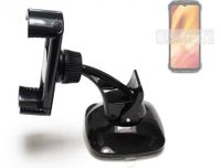 K-S-Trade kompakte Handy-Halterung Windschutzscheibe kompatibel mit Doogee V Max Armaturenbrett schwarz Autohalterung KFZ Halter Scheiben-Halterung