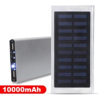 Solar Powerbank 10000mAh Wasserdichtes Solar Ladegerät mit 2USB Externer Solar Power Bank Silver
