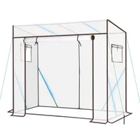 Sekey 200x77x149/169 cm Foliengewächshaus Schrägdach, Tomaten Gewächshaus mit verstärkter Struktur, Weiß