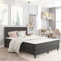 vidaXL Boxspring Bedstead Grey Fabric 160x200 cm