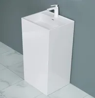 doporro freistehendes Standwaschbecken BTH: 50x42x90cm weiß aus Mineralguss Waschtisch Waschplatz Standsäule Colossum34