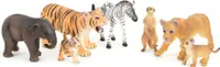 Tierfiguren Set Spielfiguren Tiere 3,5-10 cm  Wildnis  7 Tiere - Zebra Erdmännchen Löwin kleiner Löwe Elefant