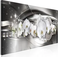 Modernes Wandbild a-C-0172-b-a (150x50 cm) - 1 Teilig Bilder Fotografie auf Leinwand Foto Bild Dekoration Wand Bilder Kunstdruck BLUMEN ORCHIDEE