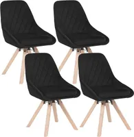 WOLTU 4er Set Esszimmerstühle drehbar, Drehstuhl, Küchenstuhl, Polsterstuhl mit Samtbezug, Wohnzimmerstuhl, Design Stuhl, Beine aus Buchenholz, schwarz