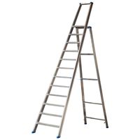Alu-Stufen Steh-Leiter Mod. PL - Stufenzahl: 12, Höhe bis Plattform: 2,57, Gesamthöhe mit Bügel: 3,44, Untere Außenbreite (m): 0,72