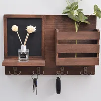 Schlüsselbretter, Hängend, Schlüsselablage für die Wand, mit 4 Schlüsselhaken, Schlüsselhalter aus Holz, Schlüsselbrett für Eingang, 42,5 × 9 × 28 cm