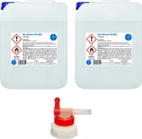 Kamin-Ethanol 99,98% Alkohol-Gehalt, wasserfrei I 10 Liter / 2 x 5 Ltr. Kanister I Bioethanol I inkl. 1 x AGH I HERRLAN-Qualität