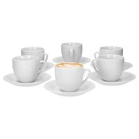 4tlg Set Santos Kaffeetassen Untertassen weißes Porzellangeschirr Gastro Tasse 