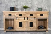 Sideboard Akazienholz massiv natur Kommode 200 x 90 x 45 cm LIBRO