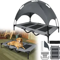 XMTECH Hundeliege mit Dach Hundebett Haustierbett Hundeliegeplatz aus Stoff Hundesofa Schlafplatz für Großer Hunde bis 60 kg Indoor & Outdoor (122x92x102cm, Grau)