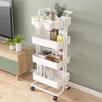 360Home Küchenregal mobiler Wagen Weiß 4 Ebenen
