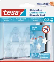 Tesa - Kleberhaken 0,2 kg transparent | Packen Sie ein 5 -Stück | 10 Stück
