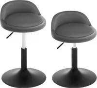 WOLTU Schminkhocker, höhenverstellbar, Bürohocker, Küchenhocker, Drehhocker, Samt, Dunkelgrau+Schwarz