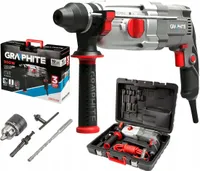 Vrtací kladivo GRAPHITE SDS-Plus - 3,4 joulu - 900 W - otáčky 0-950 ot/min - 3m kabel a 30mm vrtací kapacita - s kufrem, vrtákem, adaptérem