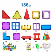 Magnetická stavebnica pre deti sada 186ks - Magnetic Tiles