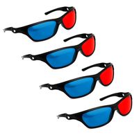 PRECORN 4er Set 3D Brille rot/Cyan (3D-Anaglyphenbrille) hochwertige Brille für 3D PC-Spiele, 3D Bilder, 3D Filme, 3D Projektion, Video, YouTube uvm.