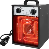 TRMLBE Elektroheizung 5KW Heizlüfter 400V Heizgebläse Heater Heizungslüfter mit Thermostat & 4-Heizstufen Elektroheizer Überlastschutz Werkstattheizung Bauheizer, für Garagen, Werkstätten (Schwarz)