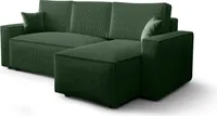 FURMEB Kord Schlafsofa mit Schlaffunktion, AMBRO L-Form, POSO 14, Flaschengrün