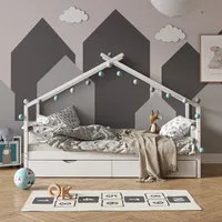 Livinity® Hausbett Design, 90x200 cm mit Gästebett, Weiß
