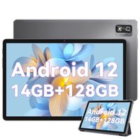 Blackview Gaming Tablet 10 Zoll, Tab 12 Pro,Android 12,14GB RAM + 128GB ROM(1TB TF), Octa-core, 4G LTE + 5G WiFi Tablet Pc,1920x1200 FHD+IPS, 13MP+5MP Kamera 6580mAh Typ-C/Face ID/GPS/BT5.0/OTG, sivá