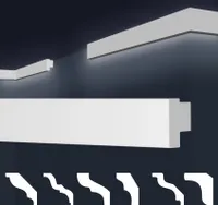 MARBET DESIGN Stuckleisten XPS Styropor weiß - LED indirekte Beleuchtung Zierleisten Stuck Dekorbau E-Leisten - (30 Meter / 15 Leisten E-44)