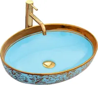 Rea Aufsatzwaschbecken Margot gold/light blue
