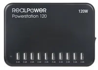 Napájecí stanice RealPower 120W s 10 porty USB