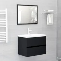 vidaXL Badmöbel-Set Schwarz Holzwerkstoff