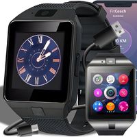 Smart Watch 45mm Smartwatch DZ-09 Armbanduhr mit SIM Touchscreen Sport Band Fitness Armband Black Watch Geschenk Call Android iOS Herren Damen Schwarz Retoo