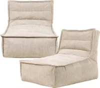 icon Otto Lounger Sitzsack, Beige, 2Er-Pack, Feines Cord Sitzsack, Großer Sitzsack Für Erwachsene mit Füllung - Hergestellt in Deutschland