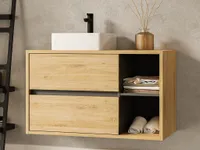 Waschbeckenunterschrank hängend - 100 cm - Naturfarben - PURNAL