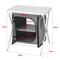 Kempingová skriňa 60x45x64 cm Kempingová kuchyňa s pracovnou doskou Cestovná skriňa Sklápacia skriňa Vonkajšia skriňa Tmavo šedá