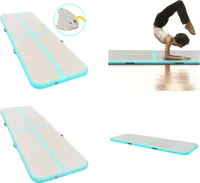 vidaXL Nafukovací gymnastická podložka s pumpou 400x100x10 cm PVC Green - Gymnastická podložka - Gymnastická podložka na jógu - Gymnastické podložky na jógu
