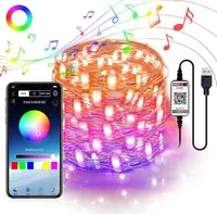 RGB Dimmbar Lichterkette 10M 100 LED Bluetooth APP Kontrolle USB Kupferdraht Wasserdicht für Weihnachten Hochzeit Party
