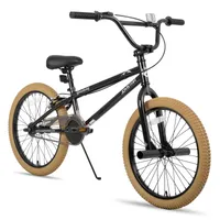 JOYSTAR Kinderfahrrad 20 Zoll BMX Fahrrad für Jungen Mädchen im Alter von 7-12 Jahren,Freestyle, Doppelbremsen, 2 pegs, Singlespeed,Braun
