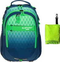 Schulrucksack Elephant Hero Signature Rucksack Schulmappe Schultasche Jungen 12810  Green Cube + Regencover