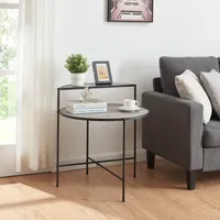 Bočný stolík "Fyresdal" kovový rám 68 x 62 cm čierny/dubový vzhľad