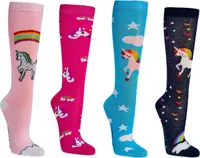 TippTexx 24 6 Paar Kinder Kniestrümpfe, handgekettelt, für Mädchen & Jungen, Einhorn, Größe 31-34