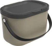 Rotho Biomülleimer 3,2 L Albula - Mülleimer 22,2 x 17,2 x 14,7 cm - Abfalleimer mit Deckel - Müllbehälter mit Griffen - Küchenabfalleimer