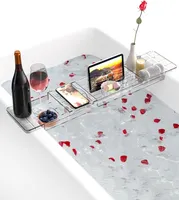 Badewannenablage Badewannentablett, Ausziehbare, Badewannen Zubehör, Badewannen Caddy Acrylmaterial, Badewannen Organizer, für die meisten Badewannen