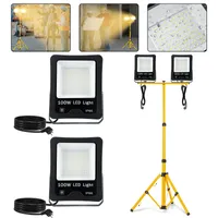 NAIZY 2x100W LED reflektor Teplá biela s teleskopickým stojanom Vodotesný IP66 LED reflektor Vonkajší